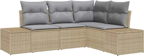 vidaXL Loungesofa Garten-Sofa-Set 4-teilig Beige/Hellgrau
