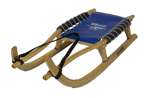 German Luge Rodel GL-Rodel-115XL - Natur Beige - Robuster 115 cm Rodelschlitten aus Eschenholz mit reißfester Sitzfläche und leicht lenkbarer Steuerung. Ideal für den Wintersport und Spaß im Schnee!