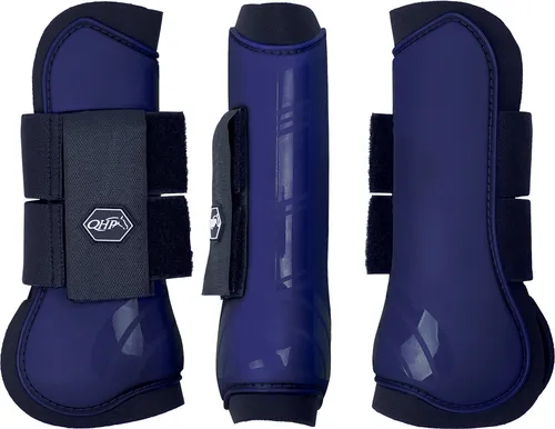 QHP Hartschalengamaschen für Pferde - Größe Shetty, dunkelblau - Gamaschen & Schützer für Pferde, schützen effektiv vor Verletzungen und sind einfach anzubringen dank Klettverschluss. Ideal für auffällige Auftritte in fröhlichen Farben!