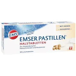 Emser Pastillen Halstabletten mit Ingwer - Zuckerfrei - Arzneimittel mit 126 mg Emser Salz und Ingwer, ideal zur Linderung von Halsschmerzen und erfrischend ohne Zucker.