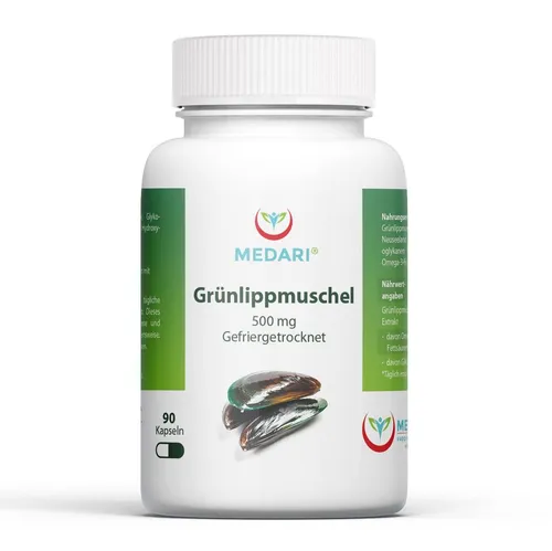 Grünlippmuschel  90 Kapseln  500mg Omega-3-Fettsäuren (EPA/DHA) Extrakt 5:1