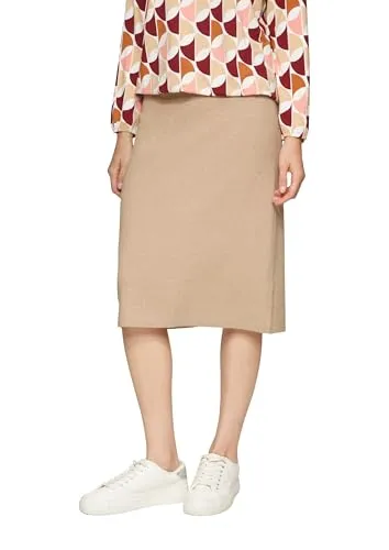 s.Oliver Elastischer Midi-Strickrock im Slim Fit Hellbraun - Röcke für Damen, schmal geschnitten mit elastischem Bund, ideal für Business-Outfits und in wärmender, weicher Qualität.