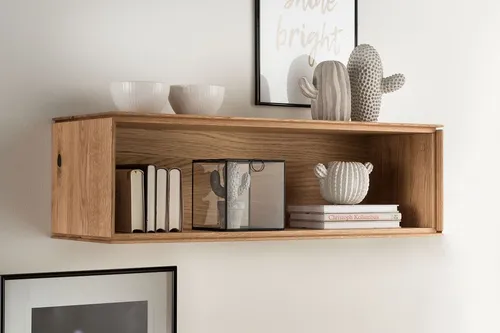 Hängeelement Regal 85x26cm aus Massivholz Wildeiche - Modernes Wandregal aus geölter Wildeiche, bietet ein stilvolles Design und eine einfache Wandmontage. Perfekt für Ihr Wohnzimmer, um Platz zu schaffen und Akzente zu setzen.
