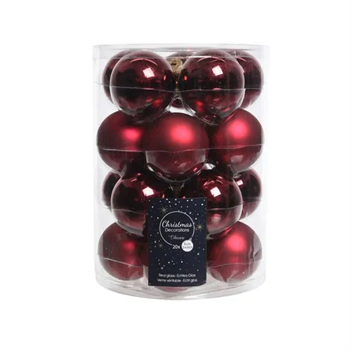 Christbaumkugeln Ochsenblut / dunkelrot Ø 6cm  - Set 20 Stück Glas glänzend & ma