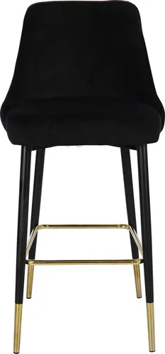 Barstuhl Moonlight 100 Schwarz - Stylischer Barhocker für Zuhause mit gepolsterter Samt-Sitzfläche und Fußstütze für ultimativen Komfort. Perfekt für jedes Interieur!