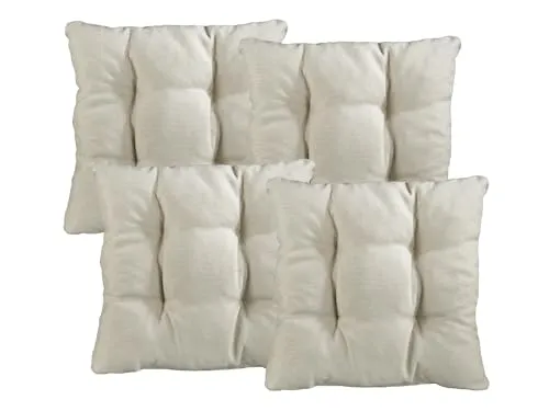 XDREAM Interior 4er Set Stuhlkissen beige | Bequemes Sitzkissen für Küchen, Esszimmer und Gartenstühle | Öko-Tex Zertifiziert | produziert nach deutschem Qualitätsstandard | 38 x 38 x 6 cm