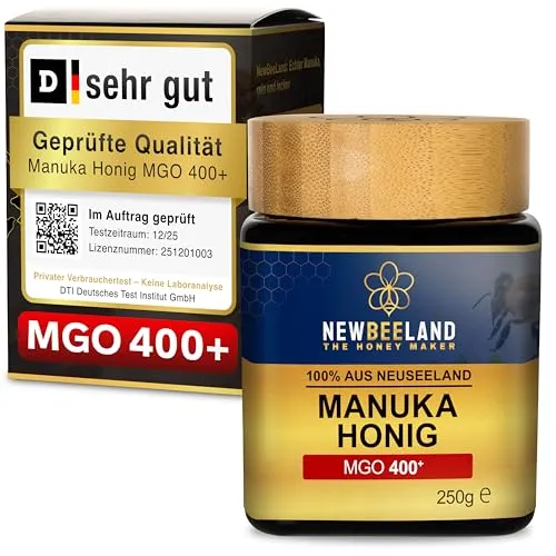 NEWBEELAND Manuka Honig MGO 400+ Direktimport aus Neuseeland 250 Gramm