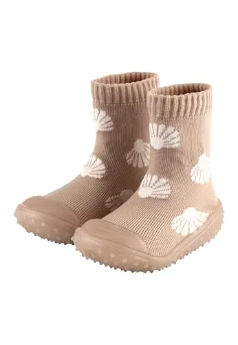 Sterntaler Adventure Socks Muscheln - Baby und Kindersocken mit profilierter Gummisohle - bequeme Sockenschuhe aus schnelltrocknendem Material - Mädchen Indoor Outdoor Schuhe - beige, Größe 28