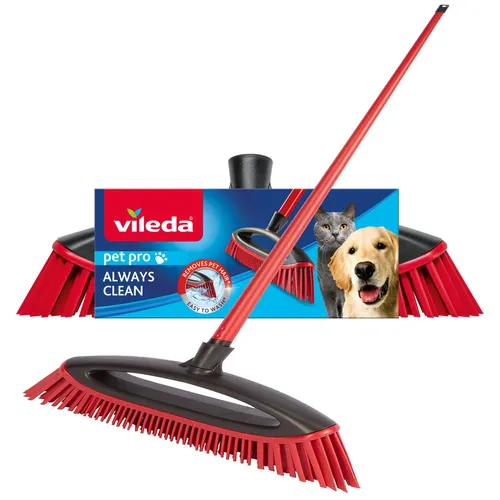 VILEDA Pet Pro Always Clean Silikonbesen mit Gummiborsten in rot von Vileda