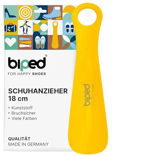 biped Schuhanzieher aus Kunststoff 18 cm – Kleiner Schuhlöffel, perfekt für unterwegs – Ergonomisch geformter Reiseschuhlöffel – Ideal für Kinder & Erwachsene z1560(gelb)