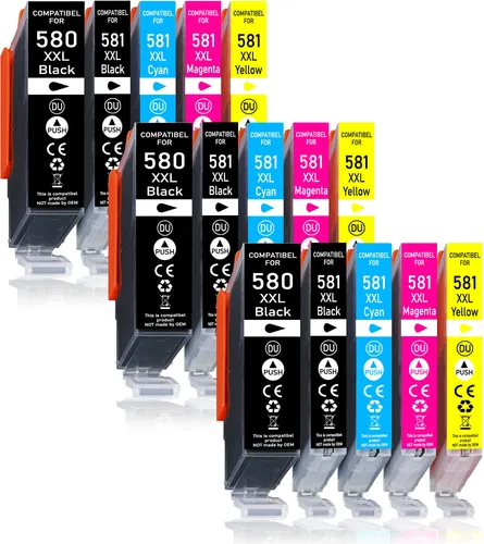 15er Pack Druckerpatronen 580 581 XXL kompatibel mit Canon TS705