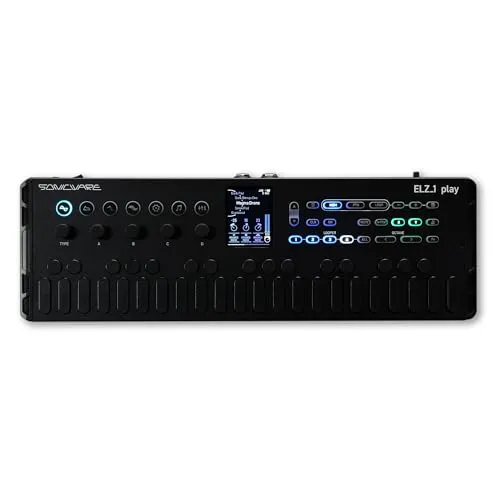 SONICWARE ELZ_1 play V2 „All Black“ Launch Edition – Limitierter Synthesizer mit 18 Sound Engines, Wavetable & Layer-Modus, 4-Track-Looper, Inkl. Hartschalenkoffer, Schwarz