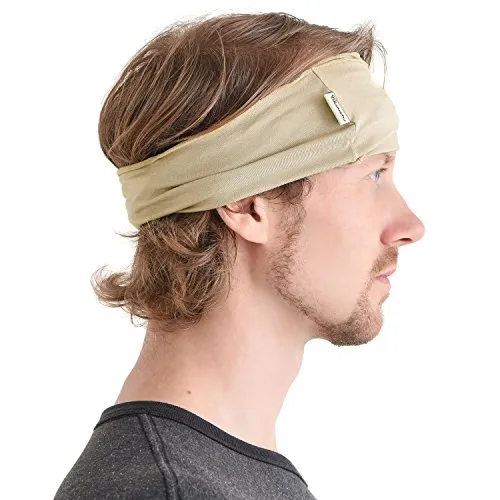 Dünnes Lauf Stirnband Sport Haarband Herren, Bandana Damen Sommer Japanische Mode Lang, Loop Tuch Zum Binden Beige