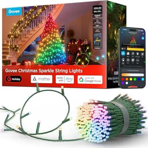 Govee Christmas Sparkle String Lights, 20M RGBWIC-Leuchten mit 250 LEDs