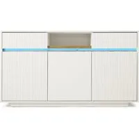 Merax Sideboard Weiß LED 140 cm Kommode mit Türen und Schubladen
