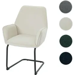 Freischwinger HWC-G67 Esszimmerstuhl, creme-beige mit Armlehnen - Stühle mit eleganten Armlehnen und hohem Sitzkomfort, ideal für Esszimmer, Wohnzimmer oder Küche. MVG-zertifiziert und mit abgerundeten Ecken für zusätzliche Sicherheit.