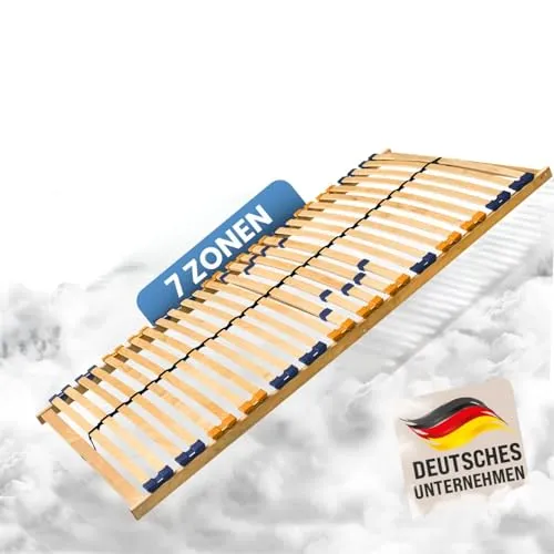 Coemo 7 Zonen Lattenrost MULTIRA - starr, 90x200 cm - Lattenrost in Deutschland hergestellt, mit 28 stabilen Leisten und Mittelgurt für optimale Druckverteilung, ideal für individuellen Schlafkomfort.