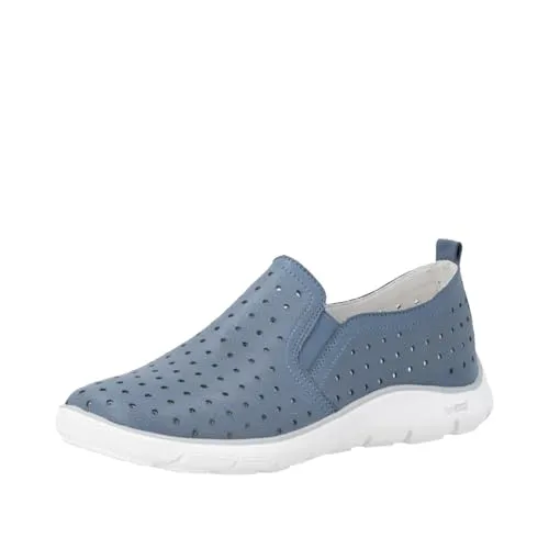 Remonte Damen Leder Sneaker Gummizug Slipper D3G04 in Blau, Größe 40 EU