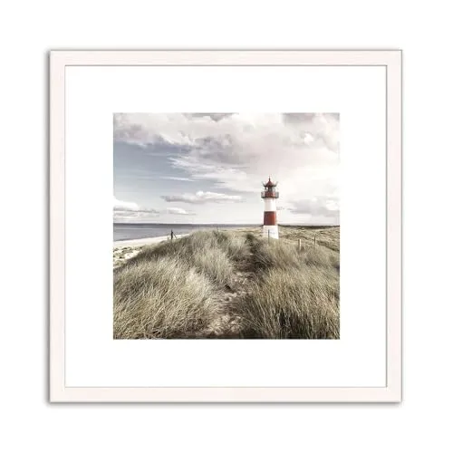 artissimo Design-Edition gerahmtes Poster Strand: Sylt 30x30cm - Poster & Kunstdrucke im skandinavischen Design, hochwertig gerahmt in Echtholz, ideal zur Gestaltung von Bilderwänden und kombinierbar mit verschiedenen Einrichtungsstilen.