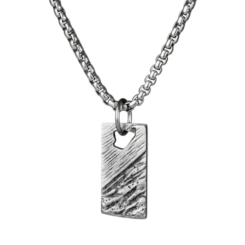 Karma NH11432022 Halskette mit Anhänger Silber Herren Edelstahl 60 cm Kette Herrenschmuck Männer Herrenhalskette modern Geschenk für Ihn wasserfest hypoallergen Edelstahlkette
