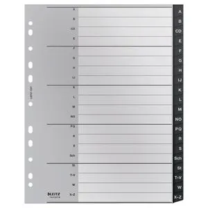 Leitz Register 1207-00-00 recycle, A4 Überbreite, A-Z, Recycling-Kunststoff, 20-teilig, schwarz