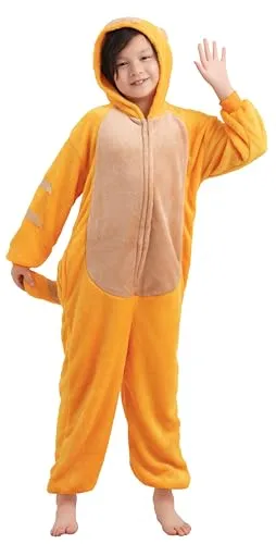 corimori Katzen-Kostüm Kinder Tierkostüme Onesie Karneval Fasching Jungen Mädchen 36 Katze orange,128-134