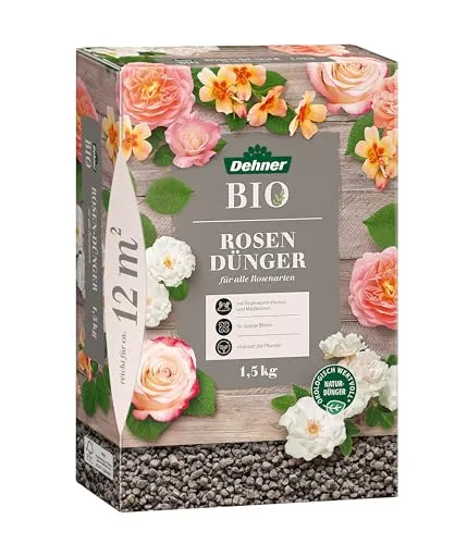 Dehner Bio Rosendünger, hochwertiger Dünger für Rosen, organischer NPK-Dünger, mit Spurennährstoffen, ökologisch wertvoll, natürliche Langzeitwirkung, 1.5 kg, für ca. 12 qm, bunt