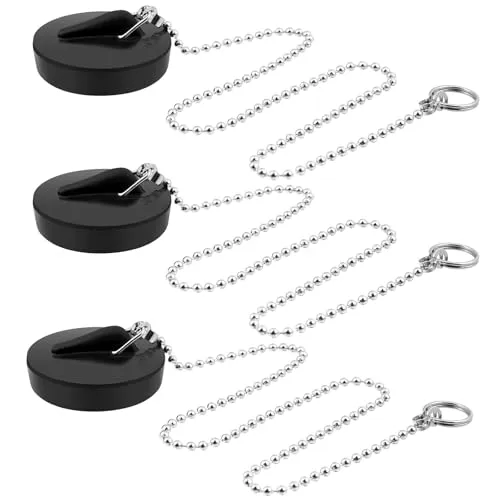 Stück Abflussstopfen, Badewannenstöpsel Gummi 45mm, Stöpsel für Spülbecken, Waschbeckenstöpsel mit 40cm Kette Stopfen Waschbecken für Badewanne, Küche, Waschbecken Kanalisation 3