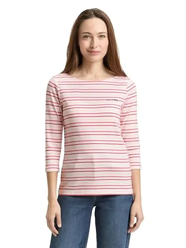 TOM TAILOR 3/4-Arm-Shirt im roten Streifen-Design XL (42)