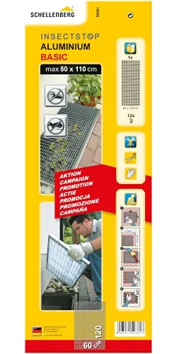 Schellenberg 50361 Lichtschachtabdeckung aus Alugewebe inkl. Befestigungsmaterial, Sauberer Lichtschacht Aktion zur Kellerschachtabdeckung - 50 x 110 cm kürzbar, Aluminium