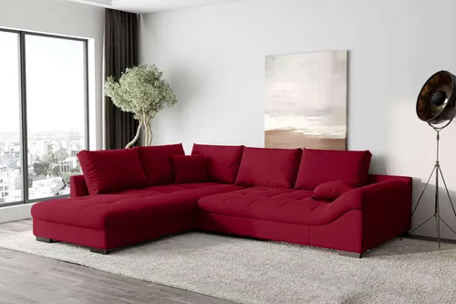 99rooms Terra Ecksofa Velours KRONOS Rot Links in rot von 99rooms