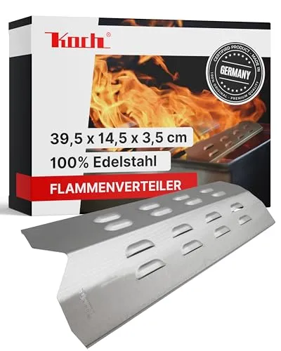 KOCH #55 Rostfreier Flammenverteiler 395x145mm - Grillersatzteile, aus massivem V2A Edelstahl mit Kiemenstruktur für optimale Hitzeverteilung und lange Lebensdauer – Made in Germany!