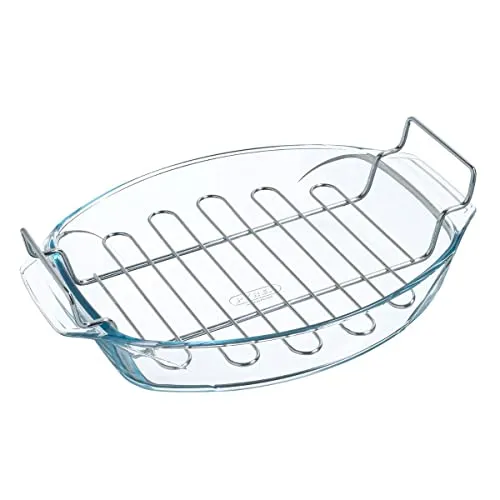 PYREX ovale küchenbrunnen mit Gitter 39X27X9 CM PX, rostfreier Stahl