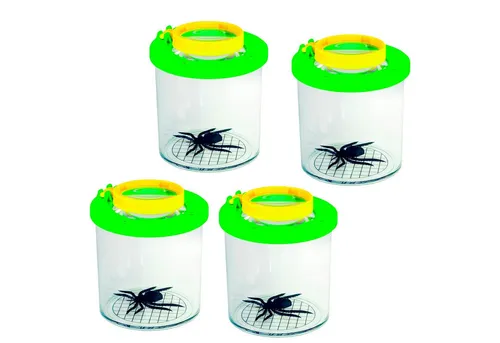 Edu-Toys Becherlupe Lupendose Becherlupe Insektenlupe grün, 2 bis 10 Stück bitte Variante auswählen, 4-tlg., wie für die Varianten notiert, mit Luftlöchern und mm-Skala