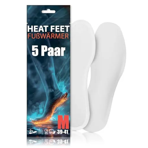 Paar HEAT FEET Wärmesohlen, Heizsohlen, Einlage Fußwärmer, wärmende Sohlen, warme Einlegesohlen, Wintersportarten Outdoorsport Weihnachtsmarkt, bei kalten Füßen für Schuhgröße 39-41 8h Wärme 5