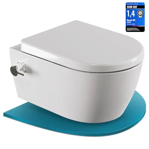 SSWW Dusch-WC mit Softclose und spülrandloser Technologie - WC-Becken mit innovativer D-Form, Softclose-Sitz und wassersparender Funktion, ideal für modernes Badezimmerdesign.