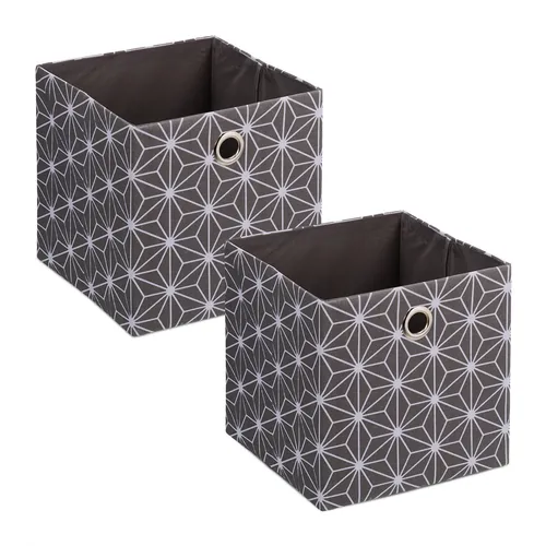 Aufbewahrungsbox Ordnungsbox 2er Set Griff Stoffkiste Regalaufbewahrungsbox grau