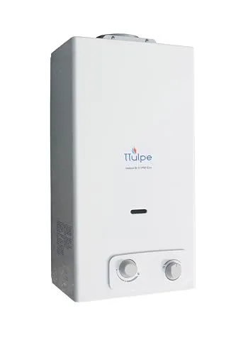 TTulpe Indoor B-14 P37 Eco Propangas Durchlauferhitzer - Sonstige Heizsysteme mit effizientem Temperaturbereich von 35 bis 65 Grad und hohem Wasserdurchfluss von bis zu 13,6 Litern pro Minute.