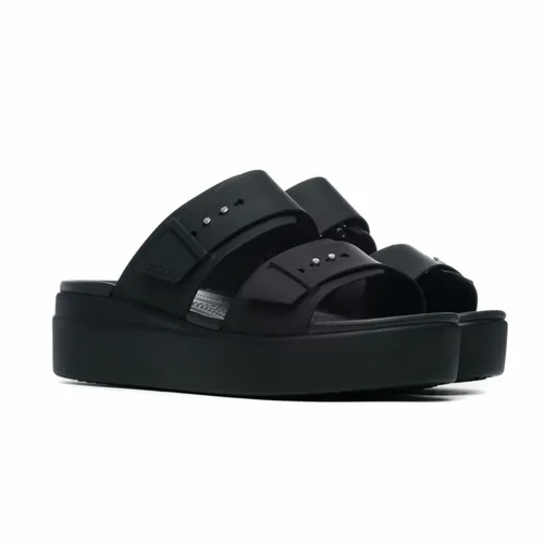 Crocs Damen Brooklyn Buckle Low Wedge Sandal - Schwarz, 37/38 EU - Wanderschuhe mit stylishen Riemen und revolutionärem LiteRide Fußbett für ganztägigen Komfort, ideal für Outdoor-Aktivitäten.