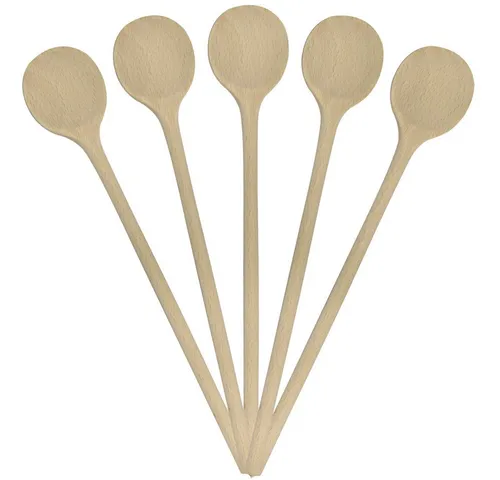 Grillplanet Servierlöffel 10 x Holzkochlöffel Kochlöffel Holzlöffel 25 cm rund