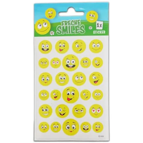 Oster Eier Sticker - freche Gesichter Aufkleber für Oster Eier Deko - Bogen 12 Motive / 12 Sticker (Freche Smilies)
