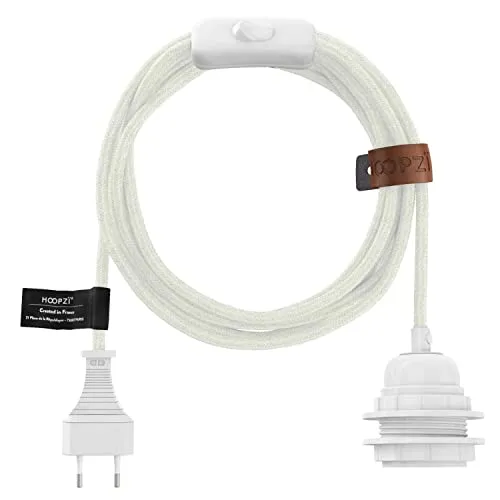 Hoopzi Lampenfassung Bala E27 mit Kabel und Schalter - Vintage Pendelleuchte im Retro-Industriedesign, ideal für stilvolle Akzente in jedem Raum. Inklusive 4,5 Meter Kabel und Schalter für flexibles Lichtmanagement.