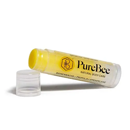 Lippenbalsam mit Bienenwachs & Propolis Ohne Aroma | Natürliche Lippenpflege handgemacht in Baden-Württemberg | Mit Jojoba-, Avocado- & Aprikosenkernöl | PureBee (Ohne Aroma, 1 Stift)