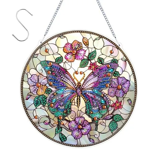 QITIXI:OU Diamond Painting Türkranz - 5D DIY Diamond Painting Anhänger Türkranz, Bastelset für Erwachsene Fensterbilder Ornamente Diamant Malerei, DIY Deko Wandbehang Kits, für Eingang Wand Decor (B)