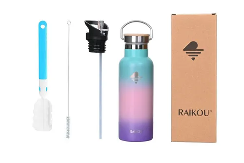 RAIKOU Edelstahl Isolierflasche – 12H heiß, 24H kalt - Doppelwandige Vakuumisolierung für optimale Temperaturhaltung bis zu 12 Stunden heiß und 24 Stunden kalt. Aus lebensmittelechtem Edelstahl, auslaufsicher und BPA-frei. Ideal für unterwegs oder zu Hause.