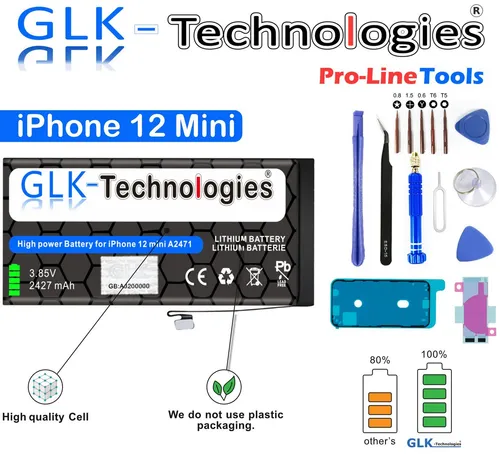 GLK-Technologies Akku für iPhone 12/12 Pro - Hochleistungsbatterie - Werkzeugakkus mit 3015 mAh Kapazität, Überlade- und Kurzschlussschutz sowie Profi-Werkzeugset für einfachen Austausch. Langfristige Leistung und Sicherheit garantiert!