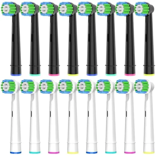 Stück Aufsteckbürsten Kompatibel mit Oral B Aufsteckbürsten, Professionelle Ersatzköpfe passend für Oral B Elektrische Zahnbürsten, 8er Weiß und 8er Schwarz. 16