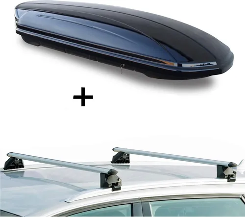 Dachbox MAA580L mit Dachträger CRV107A für Audi A6 SW C6 - Praktisches Dachboxenset mit 580 Litern Volumen, ideal für den Transport von Gepäck. Schnell montierbar und abschließbar, perfekt für Reisen mit dem Audi A6.