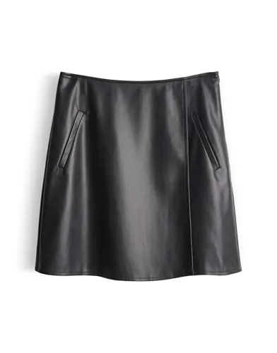 OPUS Damen Minirock | REANA Cosmic Minirock in Leder Optik Black, 40 - Röcke für Damen, zeitloser Lederimitat-Minirock mit modernem Chic, ideal für Büro und Freizeit, sorgt für stilvolle Outfits.
