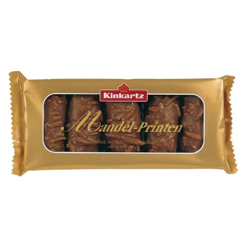 Kinkartz Aachener Mandel-Printen Vollmilchschokolade 100g - Leckere Mandelprinten mit zarter Vollmilchschokolade, ideal als süßer Snack oder Geschenk, aus Deutschland.